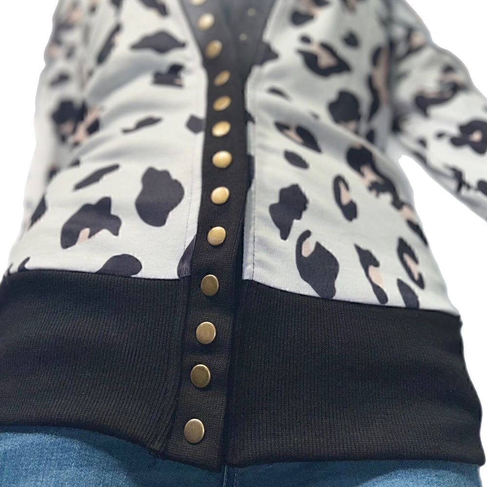 Leopard Print Snap Cardigan - Picture 9 of 11